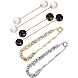 Pins Brooches Pins Brooches 6 Pieces Sweater Shawl Clips Set Include Double Faux Pearl Brooch And Crystal For Women Girls Costume A Dhrbg