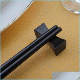 Chopsticks Black Colour Chopstick Rest Chinese Traditional Pillow Shaped Chopsticks Holder Restaurant Home Flatware Rack Drop Deliver Dhyn5