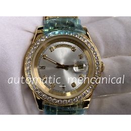Super Quality Mens Watch 41mm Diamond Bezel Day-date Automatic Mechanial Asia 2813 Movement 18k Yellow Gold Case Fashion Luxury Wristwatch