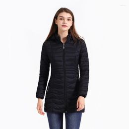 Women's Trench Coats Women Winter Warm Long Parka Coat With Detachable Hood Outdoor Ultralight Portable Windproof Long-sleeved Padded Cotton