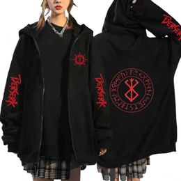 Damen Jacken Reißverschluss Mantel Hoodie Mode Sweatshirt Harajuku Anime Berserker Cool Y2K Loog Ärmel Männer Frauen Jacken Kleidung Herbst Winter T221105