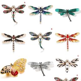 Pins Brooches Pins Brooches 1Pcs Green Red Black Enamel Dragonfly Insects For Women Men Alloy Metal Banquet Weddings Gifts Drop Del Dhcl1