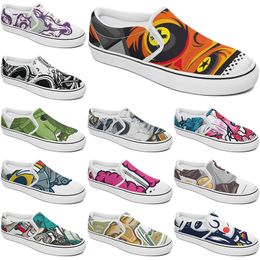 Custom Shoes Slip-on Canvas Shoe Customised Sneakers Men Women Blue Red Green Classic Custom Comfortable Low Platform Sneaker color17