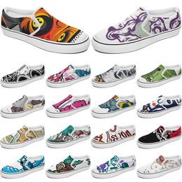 Custom Shoes Slip-on Canvas Shoes Men Women DIY White Black Green Yellow Red Sky Blue Mens Trainer Outdoor Sneakers Size 36-45 color97
