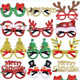 Christmas Decorations 2021 Happy New Year Christmas Glasses 40 Styles Festival Party Decoration Kids Adt Po Props Glitter Eyeglasses Dhlgx