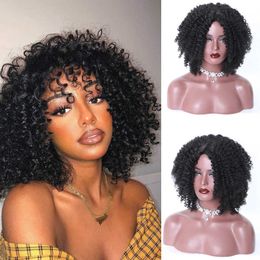 Women's Wigs Female Small Curl Explosion Headgear Short Hair Chemical Fiber Black