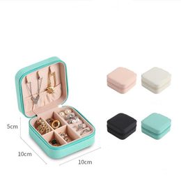 Jewellery Display Case Jewelly Box Earrings Ring Jewellery Storages Boxes Portable PU Leather Single-layer Travel Organiser Necklace Holder Zipper Storage BC176-2