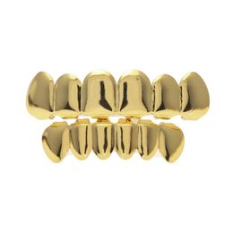 Grillz Dental Grills Real Gold Plating Teeth Grillz Glaze Hip Hop Bling Jewellery Men Body Piercing Drop Delivery Dh6We