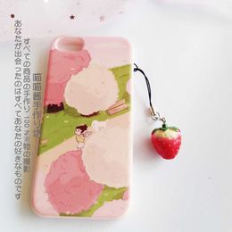 1PC Cell Phone Straps Charms Cute Strawberry Heart Smart Lanyards for i/Samsung Case Kawaii Decor Mobile Rope Charm