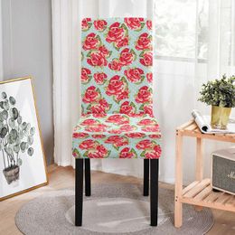 Chair Covers Rose Flower Print Spandex Cover For Dining Room Chairs High Back Living Banquet Wedding Housse De Chaise