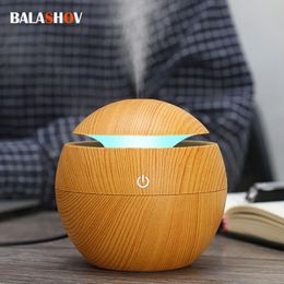 Essential Oils Diffusers 130ML Air Humidifier Ultrasonic USB Aroma Wood Grain LED Night Light Electric Oil Aromatherapy Home 221118