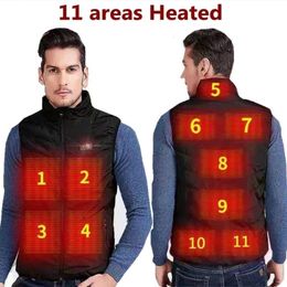 Mens Vests 9 Areas Heated Jacket USB Men Winter Electrical Sleevless Outdoor Fishing Hunting 221117
