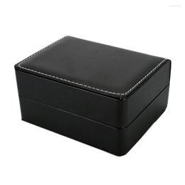 Watch Boxes PU Leather Box Vintage Black Wrist Display Jewellery Storage Organisers Holder Packing Gift 14x11x7cm