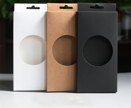 Universal Custom Design Retail Phone Case For iphone Series Packaging Box Hanging Holes White Black Kraft Paper Box With pvc Window A340