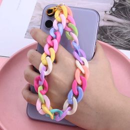 1PC Cell Phone Straps Charms New Chain Lanyard Colorful Acrylic Mobile Telephone Wristband for Women Girl Jewelry Accessories Y2211