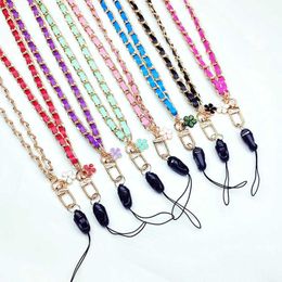 Cell Phone Straps Charms New chain wear leather mobile lanyard metal multi-purpose hanging neck pendant key rope wholesale Y2211