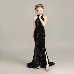 Girl s Dresses Evening for Girls Kids Elegant Gowns Teen Birthday Party Sexy Multicolor Sequins Graduation Performance Tail 221118