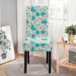 Chair Covers 1PC Flower Butterfly Theme Elastic Cover For Dining Room High Back Anti-dirty Chairs Protector Universal Size