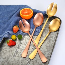 Gold Salad Spoons Stainless Steel Unique Food Server Pasta Utensils Buffet Restaurant Food Picking Tools