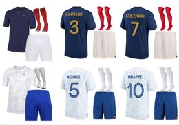 Adult kit French fra nce soccer jerseys Sets 2022 2023 BENZEMA MBAPPE GRIEZMANN 22 23 POGBA GIROUD KANTE Maillot de foot equipe Maillots Francia football shirt