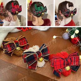 Korean Plush Bell Bow Hair Claws Crab Clamps Autumn Winter Christmas Hairpin Barrette Fashion Women Hair Accessories