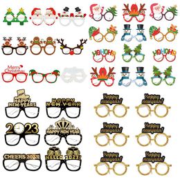 Christmas Decorations 12/9/6pcs Year Paper Glasses Santa Claus Xmas Tree 2023 Eyeglasses Frame Po Booth Props Ornament Navidad