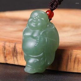 Pendant Necklaces Natural Hetian Jade A HandCarved Buddha Jadeite Green Jewellery