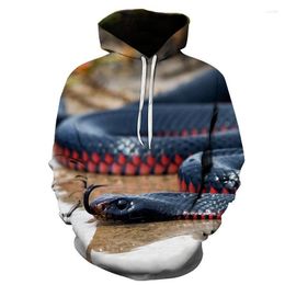 Men's Hoodies Winter Fashion 3D Snake Print Hoodie Men Long Sleeve Pullover