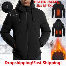 Men's Down Parkas Men Whole Areas Heated Jacket Usb Winter Outdoor Electric Heating Jackets Warm Sports Thermal Coat Clothing Heatable Cotton 221117