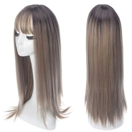Women's Wigs Qi Bangs Temperament Long Straight Hair Chemical Fibre Matte High Temperature Silk Natural Simulation