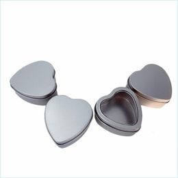 Gift Wrap Mini Tin Box Heart Shaped Tinplate Boxes Jewelry Candy Storage Cans Coin Earrings Headphones Gift 60X59X27Mm Drop Delivery Dhnhn