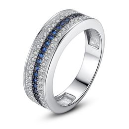 Cluster Rings Rows Cubic Zirconia Diamond Ring Band Finger Blue Cz Engagement Wedding Rings For Women Fashion Jewellery Drop Delivery Dhdf9