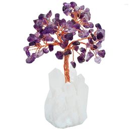 Jewellery Pouches TUMBEELLUWA 4 Inch Purple Crystal Money Tree Natural Rock Quartz Cluster Base Bonsai Figurine For Wealth And Luck