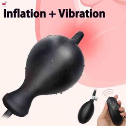 10 Speed Inflatable Anal Plug Vibrator Anal Dilator Prostate Massager Inflate Big Buff Plug Dildos Sex Toys for Men Women Gay X0401