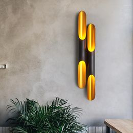 Modern Aluminum Bamboo Tube wall lights indoor dunelm with LED Lights for Creative Living Room and Bedroom Decoration - Gold and Black