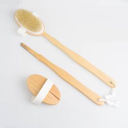 Wooden Cleansing Brushes Natural Bristle Body Brush Massager Bath Shower Brush Long Handle