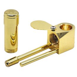 Metal Smoking Pipe Gold Brass Mini Pipes Portable Removable Water Pipe for Dry herb Tobacco Smoke