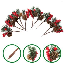 Decorative Flowers Pine Berry Artificial Picks Christmas Decor Branches Stems Red Berries Stem Holly Wreathbranch Fakesimulation Tree