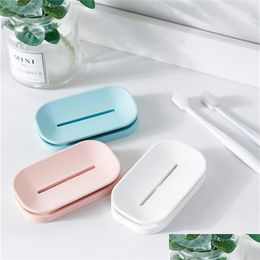 Soap Dishes Unique Soap Dishes Colorf Holder Plastic Double Drain Tray Container For Bath Shower Bathroom Drop Delivery 2021 Home Ga Dh71A