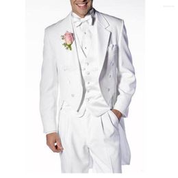 Men's Suits Italian Men Tailcoat Grey Black White Wedding For Groomsmen 3 Pieces Peaked Lapel Groom Dress