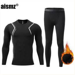 Men's Thermal Underwear Aismz Winter Men Baby Boy Warm Undrewear Set Fleece Compression Quick Drying Second Skin Long Johns 221117