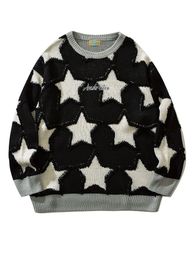 Men's Sweaters Women Vintage Round neck five-pointed star sweater men's autumn and winter loose Japanese couple knitted sweaters 221117