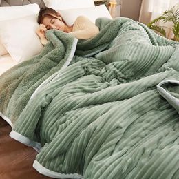 Blankets 3 Layers Warm Soft Fleece Blanket Bedspread On The Bed Sofa Quilts Throw For Cover Bedspreads Plaids