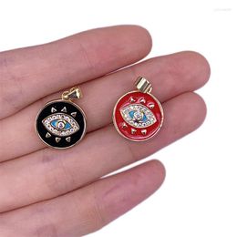 Pendant Necklaces 5pcs Enamel Brass Gold Filled Metal Round Eyes Pendants Charms15x18mm For Jewelry Making Necklace Bracelet Craft