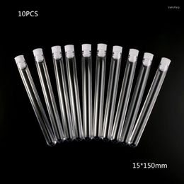 10Pcs Plastic Test Tubes Lab Tool With Screw Cap Transparent 15 150mm Dropship