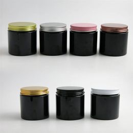 24 x 200g Black Cosmetic Cream Conteners Cream Jars 200cc 200 ml pour les bouteilles en plastique Cosmetics Emballage avec les couvercles m￩talliques252i