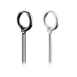 Stainless Steel Clip on earrings Square Round stick bar Dangle Stud Earrings rings for women men hip hop Fashion jewelry