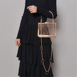 Evening Bags 2022 Metal Hollow Women's Handbag Chain Shoulder Crossbody Ladies Party Bag Luxury Gold Female Clutches