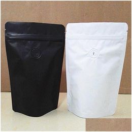 Storage Bags 50Pcs Matt Black/White Stand Up Aluminium Foil Vae K Bag Coffee Beans Storage Oneway Moistureproof Pack Bags 201022 Drop Dhpon