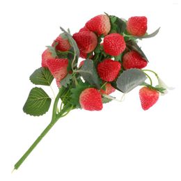 Decorative Flowers Strawberry Artificial Fake Fruit Strawberries Decor Faux Flower Branch Picks Bouquetbranches Decorations Plantslifelike